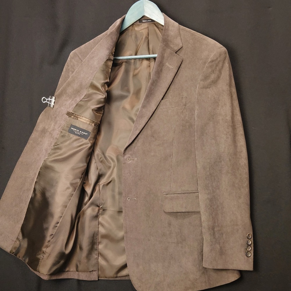 Pronto Uomo Mens 38S Brown Corduroy Blazer Two Button Sport Coat Jacket